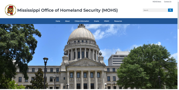 The main page of The Mississippi Office of Homeland Security website