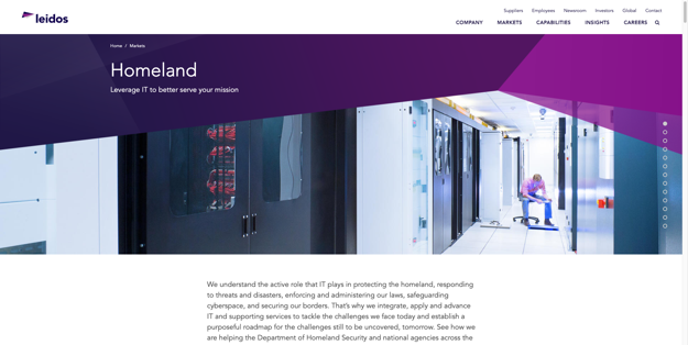 The main page of The Leidos company website