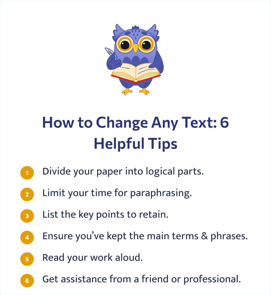 This picture shows 6 helpful tips about how to change any text